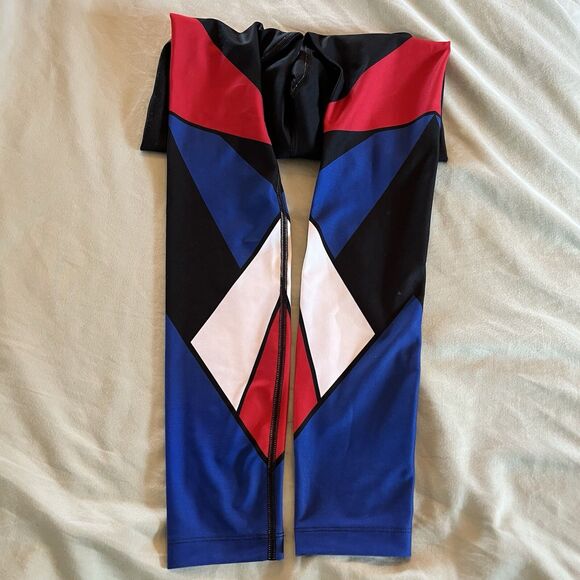 UNDER ARMOUR HEAT GEAR WOMEN'S USA BLACK RED BLUE WORK OUT GYM LEGGINGS S NEW - Picture 10 of 12